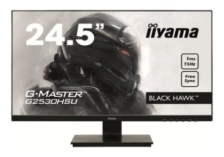 IIYAMA 24,5inch WIDE LCD G-Master Black Hawk 1920x1080 TN LED Bl USB-Hub (2xOut) FreeSync ACR Speakers DP/HDMI/VGA 1ms Black Tuner